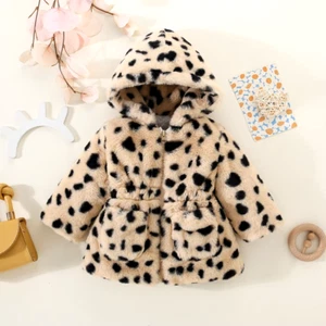 Baby Girl Clothes Winter Jackets for Girls Thicken Hooded Coat Fashion Leopard P - Picture 1 of 9