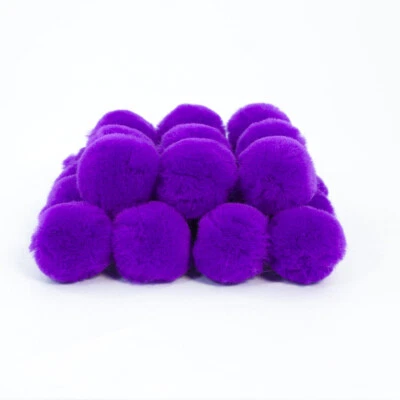 SHOWTHECROW.COM 35mm Purple Pom Poms For Crafts Decoration Sewing Card Making Hobby