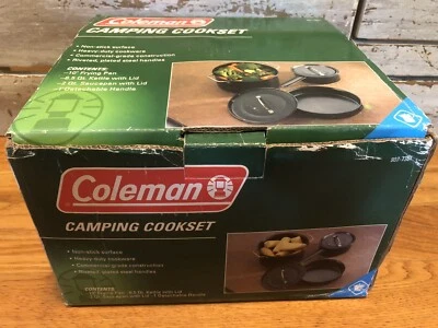 Coleman Camping Cookset Non-Stick Kettle Frying Pan Lids Handle 807-738T - Image 1 of 4