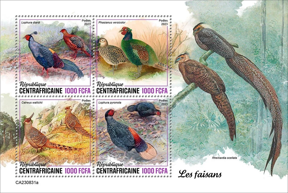 Pheasants Birds MNH Stamps 2023 Central African M/S - Image 1 of 1