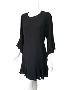 BAR III Black Crepe Flare Cuff Flounce Hem Dress sz 8 NWT $79.50 - Picture 1 of 3
