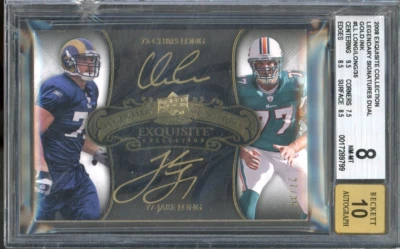 2008 Upper Deck Exquisite CHRIS LONG JAKE LONG Gold Ink Dual Auto /35 BGS 8 - Image 1 of 2