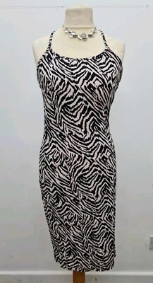 H&M Ladies Black Animal Print Sleeveless  MIDI Dress Size L  - Image 1 of 4