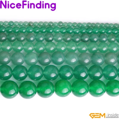 Round Gemstone Light Green Jade Beads Spacer Jewelry Making Strand 15" Enhanced - Image 1 of 4