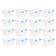 Sterilite 32 Quart Clear Stacking Storage Container with Gasket Lid, 16 Pack