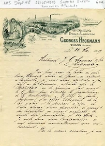 Dépt 68- Thann - Superbe Entête Distillerie Epoque Annexion Allemande 22/05/1909 - Imagen 1 de 1