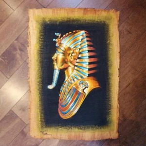 XL Único Hecho a Mano Papiro Egipcio Rey Tutankamón TUT Máscara Pintura... 25"x17" - Imagen 1 de 5