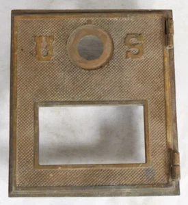 Antiguo buzón postal de Estados Unidos puerta cubierta frontal #3 latón metal correo de Estados Unidos - Imagen 1 de 22