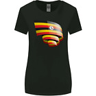 Curled Uganda Flag Ugandan Day Football Womens Wider Cut T-Shirt