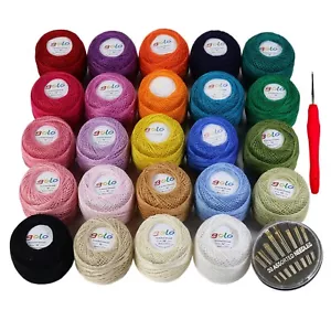 golo 24 Balls Crochet Thread Embroidery Thread 10gX24 Crochet Yarn - Picture 1 of 6
