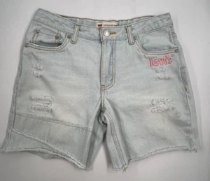 Levi's Low Pitch Midi Shorts Distressed Denim Girls Size 14 Reg* - Picture 1 of 9