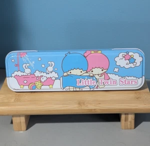 Little Twin Stars Pencil Case Tin Metal 8" x 2" - Picture 1 of 12