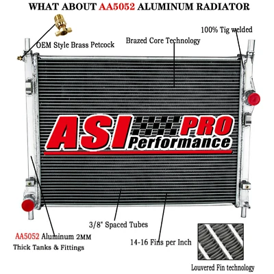 4Rows Radiator for 2015-2017 Ford Mustang 3.7L 2015-2022,16 5.0L 2015-2020 5.2L - Image 1 of 4