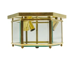 Waldorf Astoria Brass & Beveled Glass Hexagon Flush Mount - Picture 1 of 9