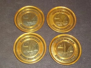 Set 4 Vintage Mid Century Sinclair Oil Hyde Park Metal Coasters - Picture 1 of 3