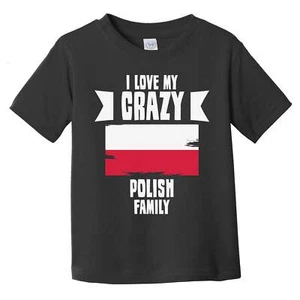 Camiseta I Love My Crazy Polish Family Divertida Bandera de Polonia Infantil Niño Pequeño - Imagen 1 de 2