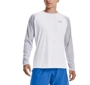 NWT Under Armour Men's Velocity Long Sleeve Raglan Shirt White Gray Large - Picture 1 of 3