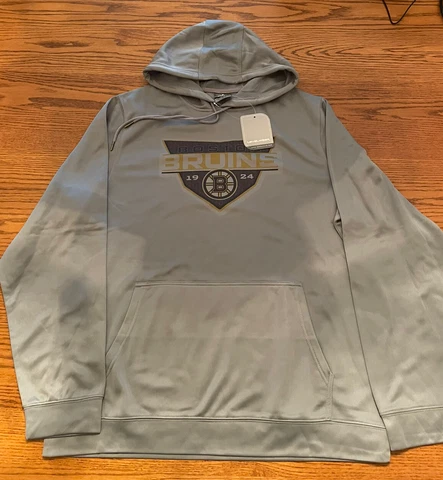 Boston Bruins 1924 L/S Hoodie Mens Men's L Large Sweatshirt NHL Grey Cover