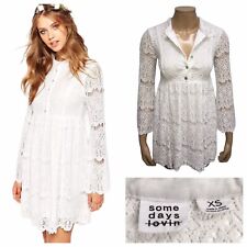 SOMEDAYS LOVIN Runaway White Lace Dress Size XS Boho Hippy Long Sleeve Dress