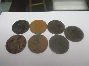 7 UK LARGE PENNY'S 1897 /1964 CIRCULATED #120 - Picture 1 of 8