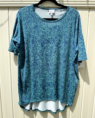 LuLaRoe Irma Women's Tunic Top Size XS Blue Mint PRINT NWT - Image 1 of 4