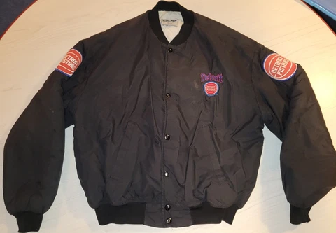 Vintage NBA Black Detroit Pistons Bad Boys Bomber Jacket Large L Cover