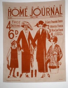 VINT "AUST HOME JOURNAL JUNE 2 1924" DONALD CLARK HANDPRINTED LINEN TEA TOWEL - Picture 1 of 5