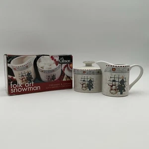 Gibson Housewares Folk Art Snowman Creamer & Sugar Set - Picture 1 of 16
