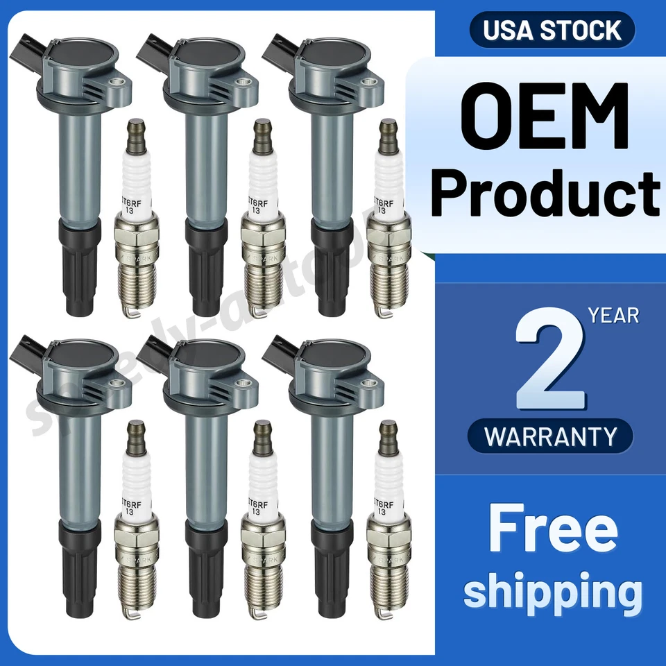 Paquete de 6 bobinas de encendido DG514 y bujía para Ford Fusion 2006-2009 3,0 L V6 Foto 1 de 4