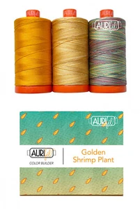 AURIfil 2022 Color Builder 50wt 3 Piece Thread Set Golden Shrimp Plant - Picture 1 of 2