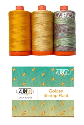 AURIfil 2022 Color Builder 50wt 3 Piece Thread Set Golden Shrimp Plant - Image 1 of 2