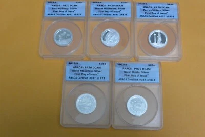 2013 S Silver National Parks Quarter Set ANACS PR70DCAM First Day of Issue - Image 1 of 4