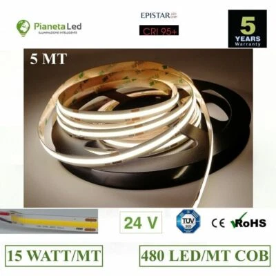 5 METRI STRISCIA 2400 LED COB 75 W IP20 24 V DC CRI 90 110 LM/W - Immagine 1 di 4