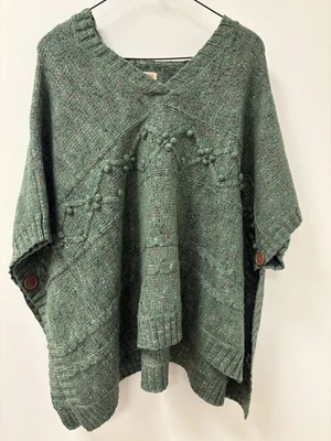 Suéter de punto verde jaspeado bobble con capucha Route 66 de colección talla grande 1X Foto 1 de 4