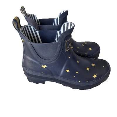 JOULES Wellibob Azul Amarillo Estrellado Tobillo Lluvia Jardín Granja Botas Para Mujer Talla 5 Foto 1 de 4