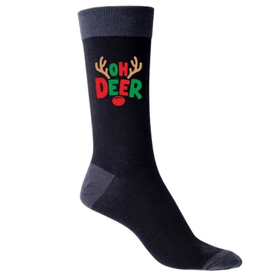 Oh Deer Funny Men's Black Socks Christmas Gift Funny Joke Present - Image 1 of 4