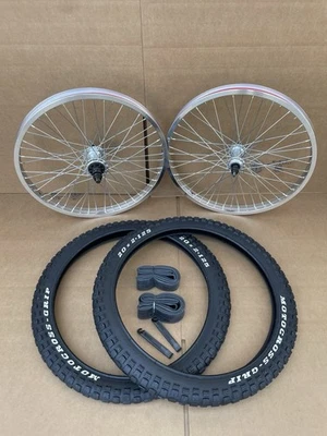 Juego de llantas de bicicleta de 20" neumáticos de motocross 9T Driver 48 radios doble pared aleación PLATA Foto 1 de 4