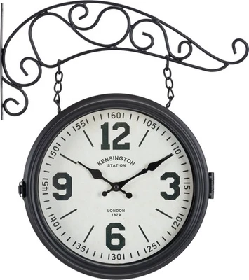 B-WARE Wand Uhr Design Wohnzimmer Retro Quarz Analog Küchenuhr Vintage Bahnhof - Bild 1 von 4