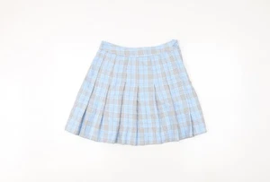 New Look Women's Blue Plaid Pleated Skirt Size 10 - Picture 1 of 12