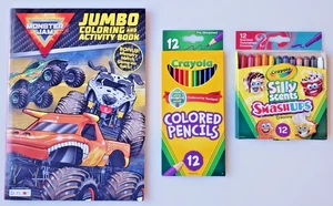 Monster Jam Jumbo Coloring and Activity book with Colored Pencils & Crayons - Picture 1 of 2