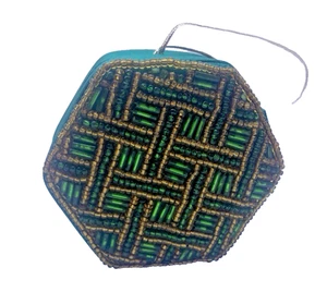 Perlen Box Weihnachtsschmuck hängend Mini Geschenk Schmuck Halter grün Vintage - Bild 1 von 13