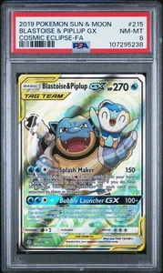 Blastoise & Piplup GX PSA 8 Alternate Full Art #215/236 Pokemon 2019 - Picture 1 of 3