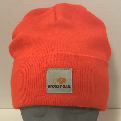 Mossy Oak Mens Knit Beanies Hats orange Acrylic Hunting Outdoors - Image 1 of 4
