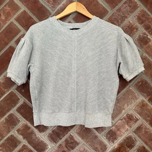 J Crew Puff Sleeve T-shirt in Terry Cotton Women's XS Gray Sold Out Online - Picture 1 of 8