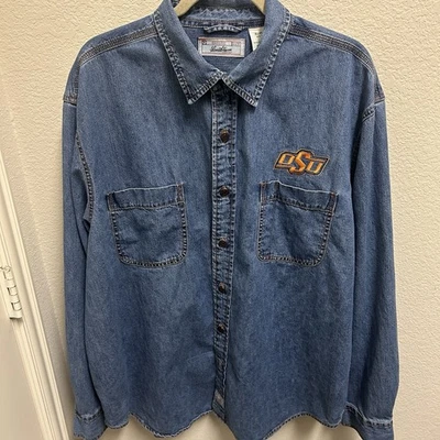 OSU Oklahoma State Cowboys Levi Men's XL Denim Button Shirt - Image 1 of 4