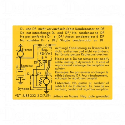 Porsche 1964/65 356 C Late Voltage Regulator Decal - Image 1 of 2