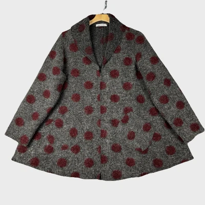 Кардиган свободного покроя на молнии шерстяная смесь серый в горошек шерстяной свитер Lagenlook L/XL - Изображение 1 из 4