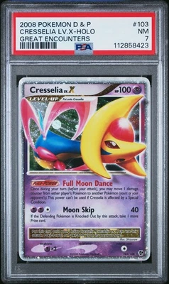 2008 POKEMON GREAT ENCOUNTERS CRESSELIA LV X #103 ULTRA RARE PSA 7 NM #112858423 - Image 1 of 2