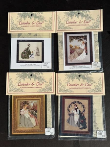 Lavender & Lace Cross Stitch Patterns Lot of 4 Nantucket Rose Morning Song NEW - Picture 1 of 10
