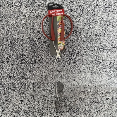 Cooking Concepts Tong Turner Pince Spatule Kitchen Red Handle Scissor Tongs New - Image 1 of 4